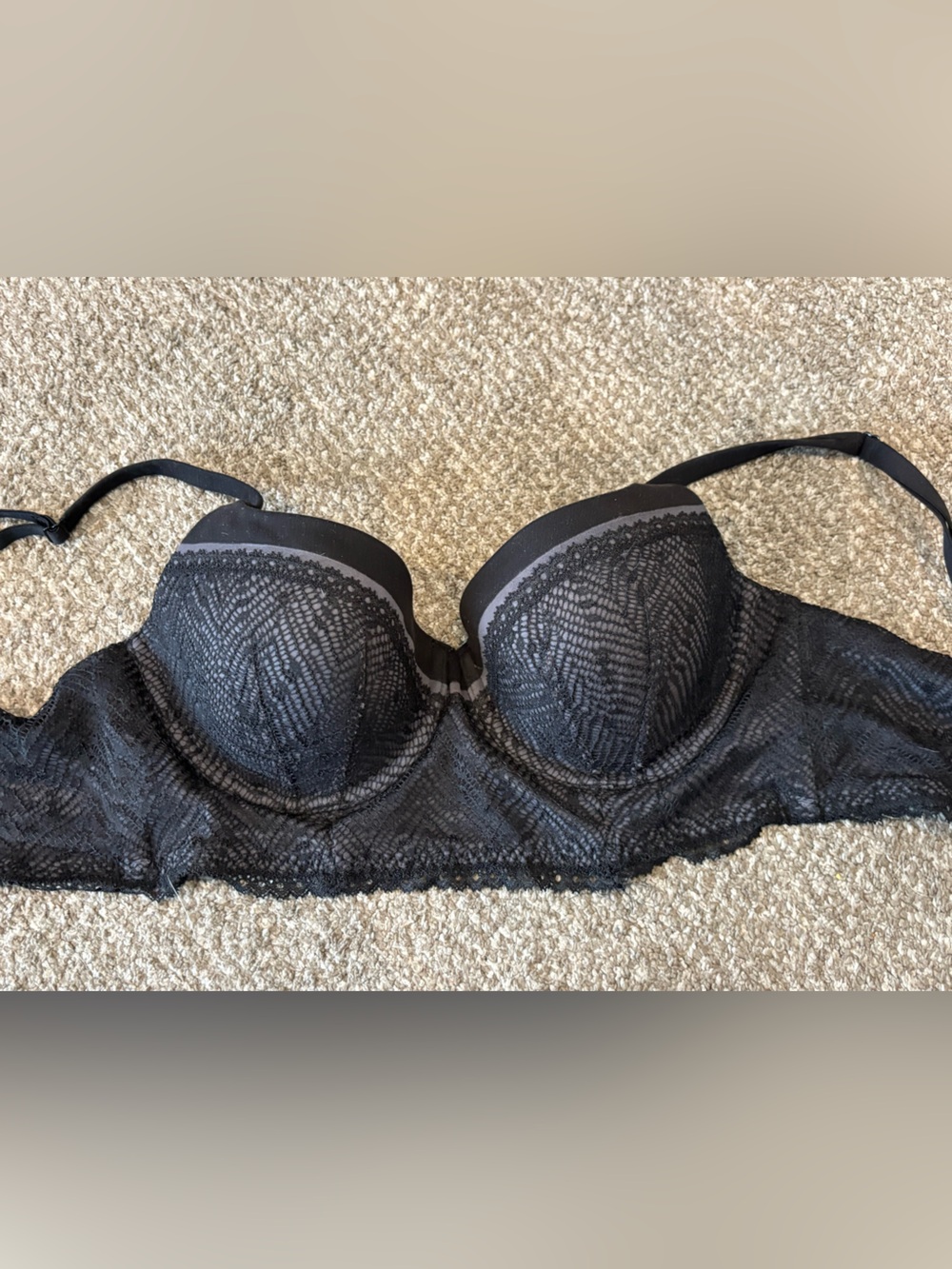 Victoria's Secret Black Lace Longline Strapless-Convertible Bra